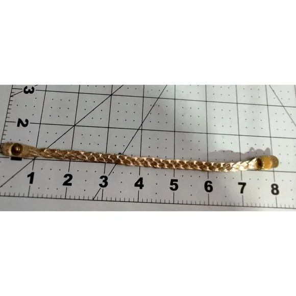 Braided Metallic Gold Leather Bracelet Charm Holder Snap Closure - Picture 5 of 8